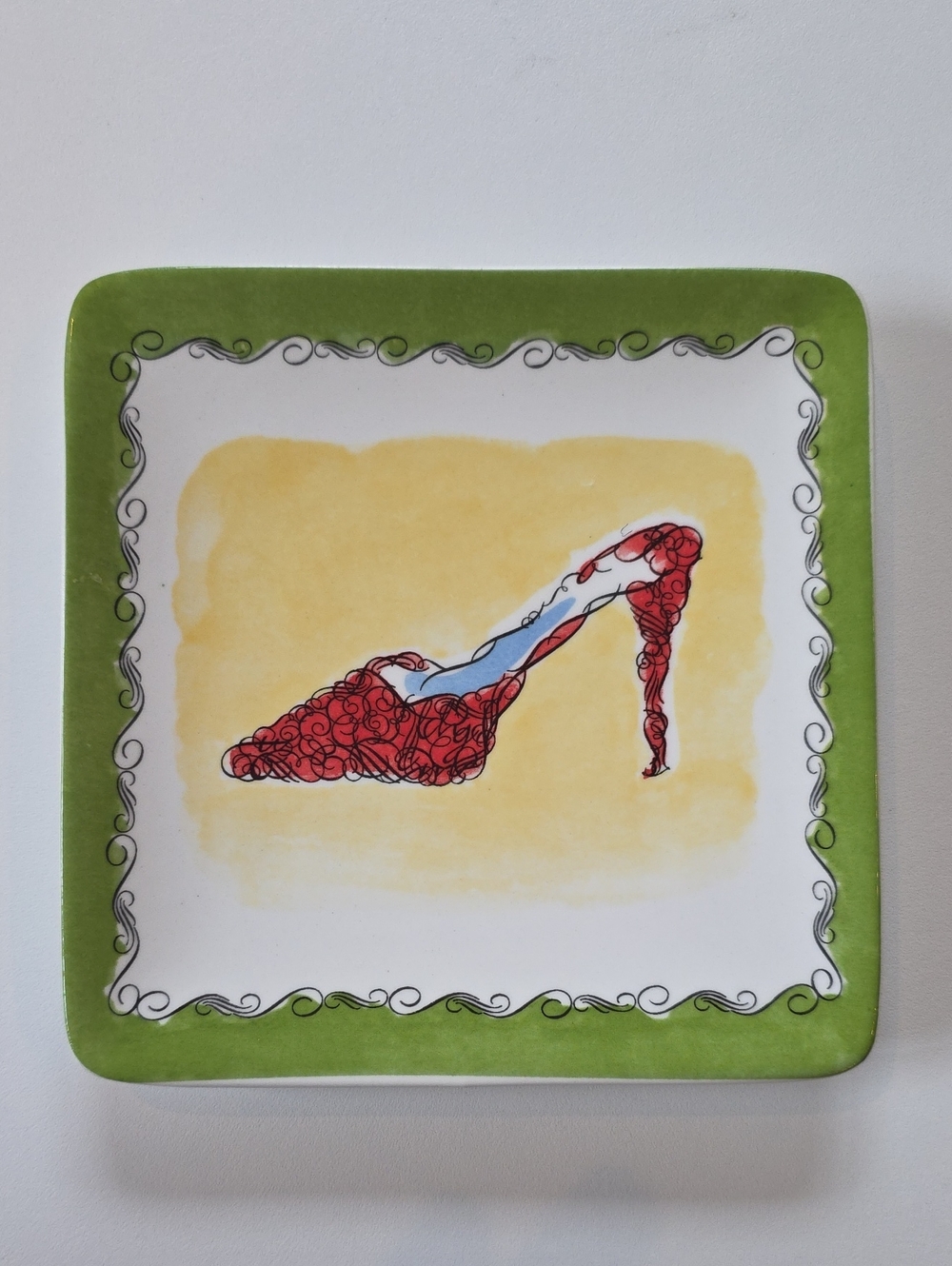 Pier 1 Imports Plate Ceramic Dolomite Fashion Themed Square Plate - Shoe